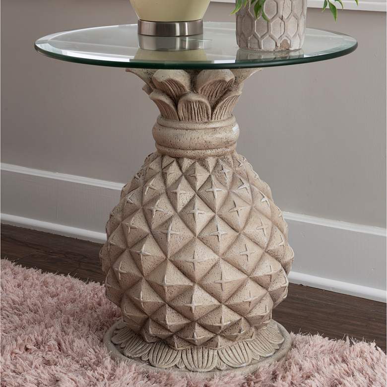 Image 1 Penelope the Pineapple 20" Wide Natural Stone Side Table