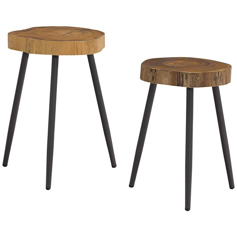 Image 1 Penelope Wood and Steel Indoor/Outdoor Side Tables Set of 2