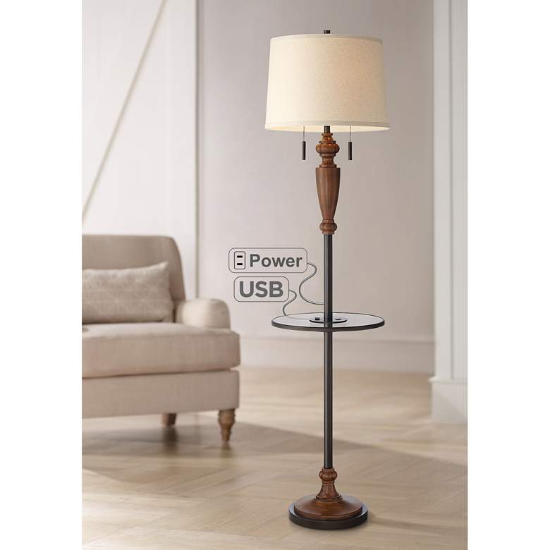 Image 1 Penfield Tray Table Floor Lamp with Outlet and USB Port