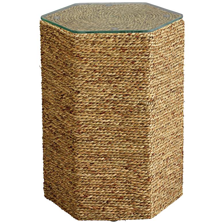 Image 1 Peninsula 14 1/2" Wide Organic Seagrass Hexagonal Side Table