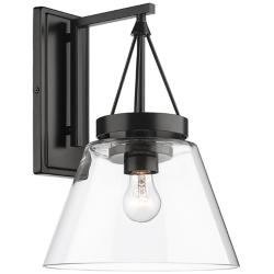 Penn 11&quot; Wide Matte Black 1-Light Wall Sconce with Clear Glass