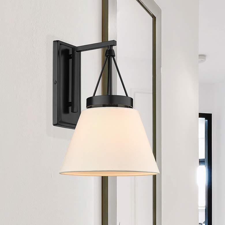 Image 1 Penn 15 1/2" High Matte Black Wall Sconce