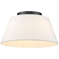 Penn 16" Wide Matte Black White 3-Light Ceiling Light