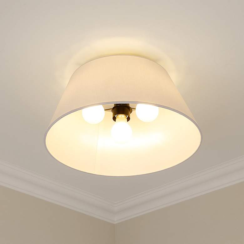 Image 1 Penn 16" Wide Matte Black White 3-Light Ceiling Light