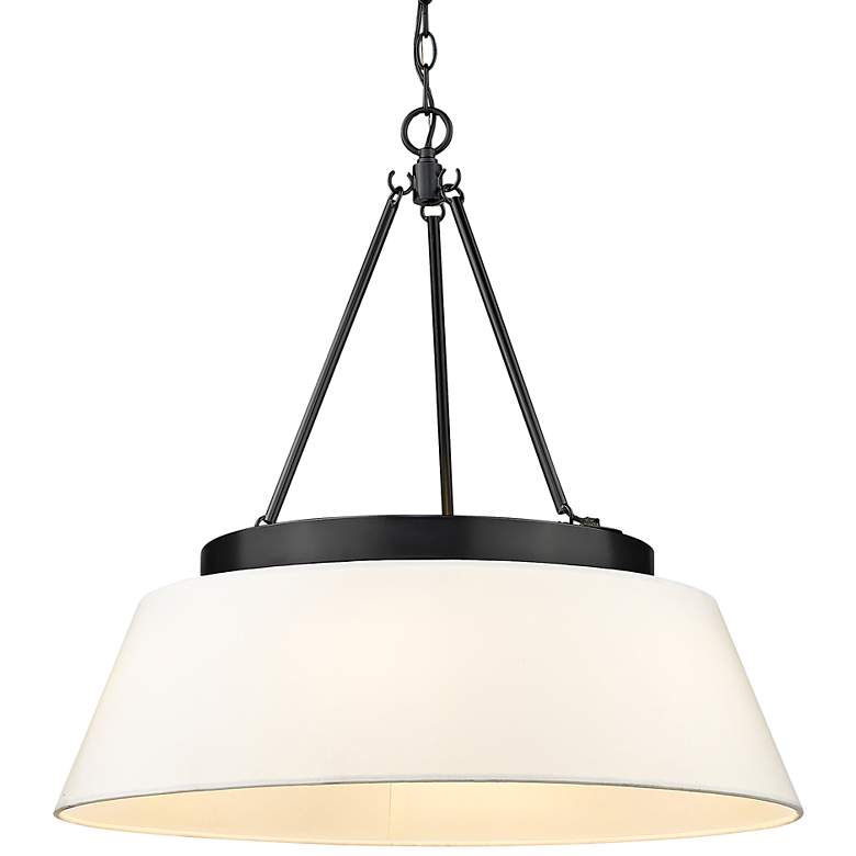 Image 2 Penn 26" Wide Matte Black 6-Light Chandelier w/ White Shade