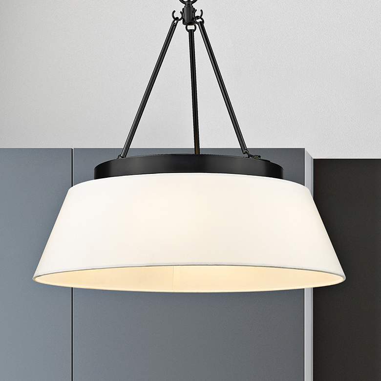 Image 1 Penn 26" Wide Matte Black 6-Light Chandelier w/ White Shade