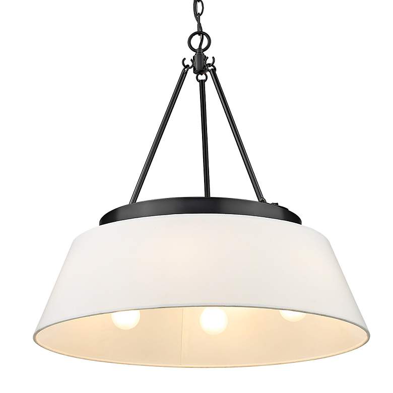 Image 4 Penn 26" Wide Matte Black 6-Light Chandelier w/ White Shade more views