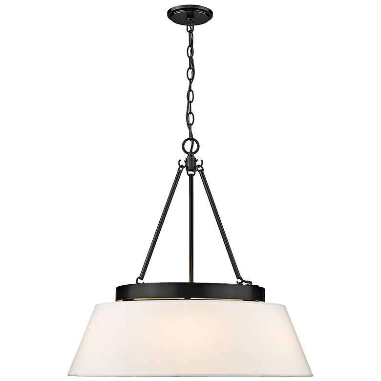 Image 6 Penn 26" Wide Matte Black 6-Light Chandelier w/ White Shade more views