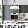 6_Penn 26" Wide Matte Black 6-Light Chandelier w/ White Shade more views
