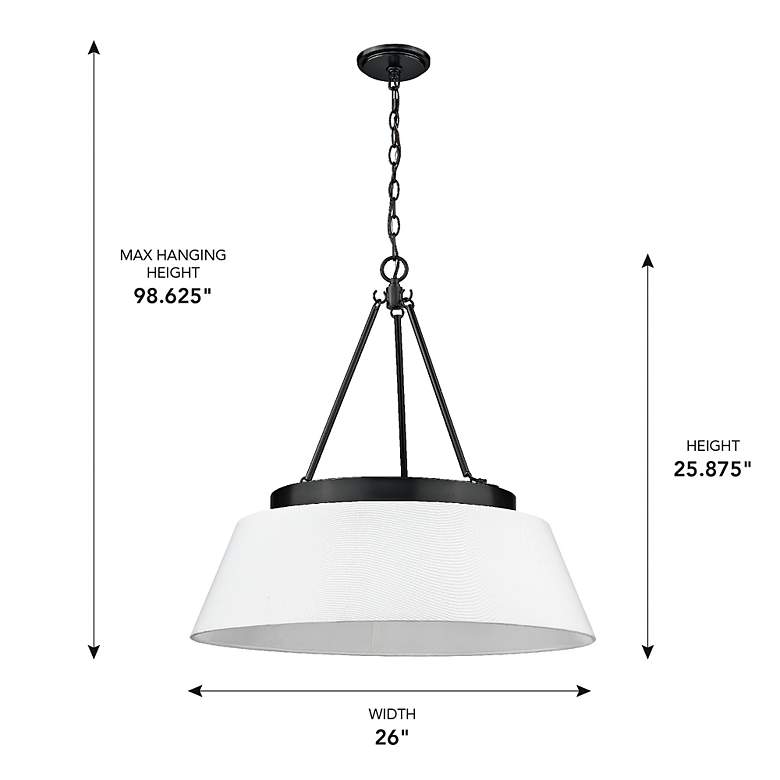 Image 7 Penn 26" Wide Matte Black 6-Light Chandelier w/ White Shade more views