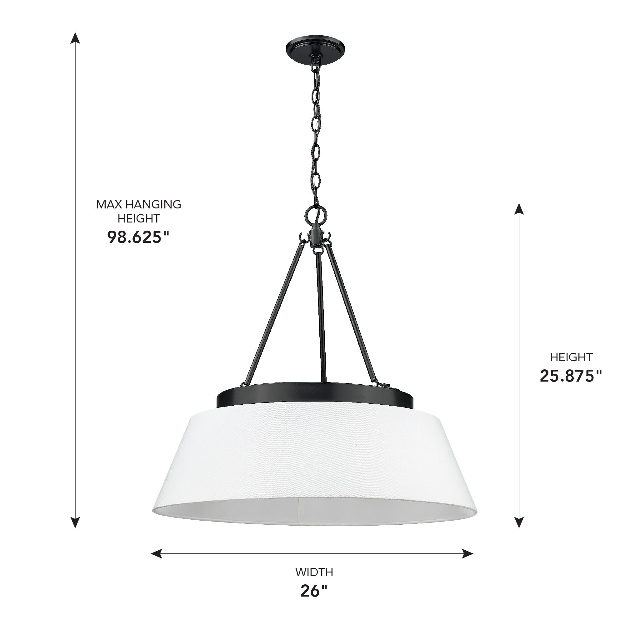 Penn 26" Wide Matte Black 6-Light Chandelier w/ White Shade