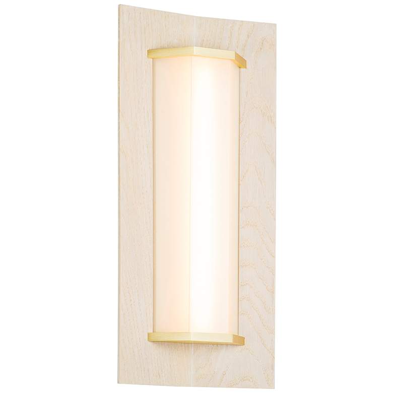 Image 1 Penna 16 16 1/2 inch High White Washed Oak 2700K LED Wall Sconce