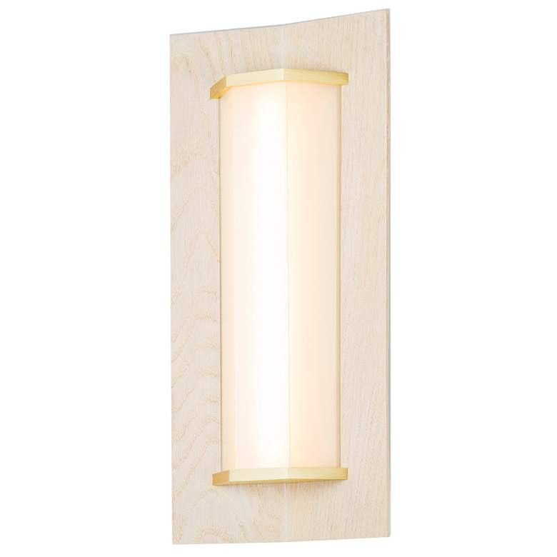 Image 1 Penna 16.5" Distressed Brass & White Washed Oak 2700K LED Sconce