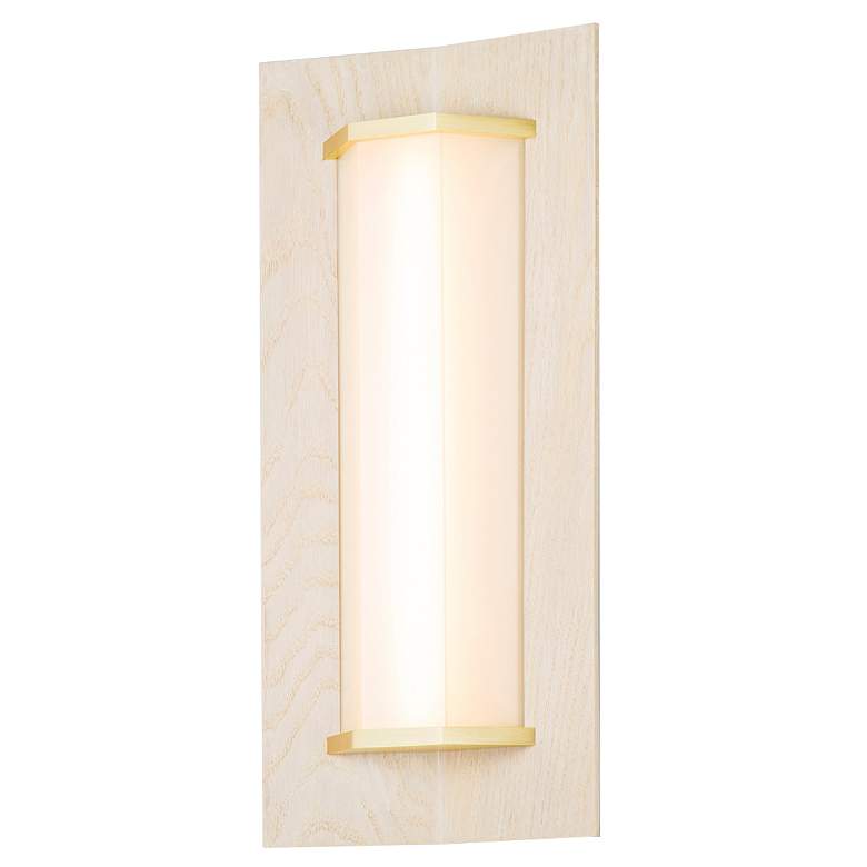 Image 1 Penna 16.5" Distressed Brass & White Washed Oak 3500K LED Sconce