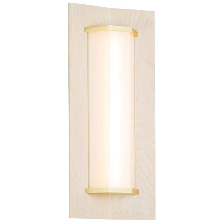 Image 1 Penna 16 LED Sconce - Brushed Brass - White Washed Oak - 3500K