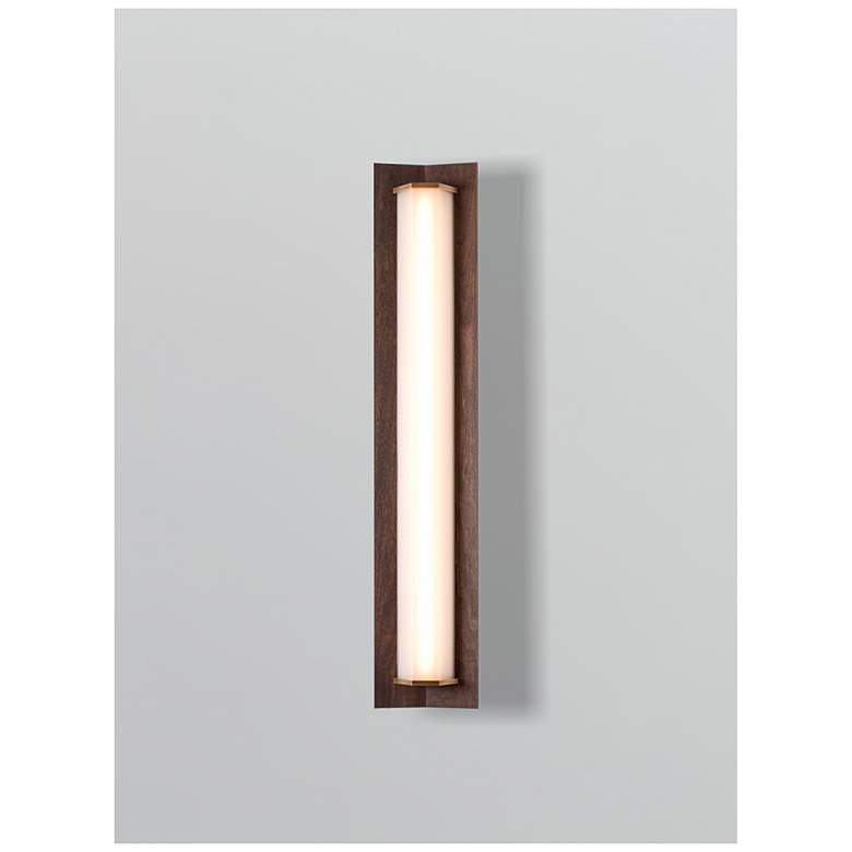 Image 1 Penna 40.5" Distressed Brass & Walnut 4000K LED Sconce