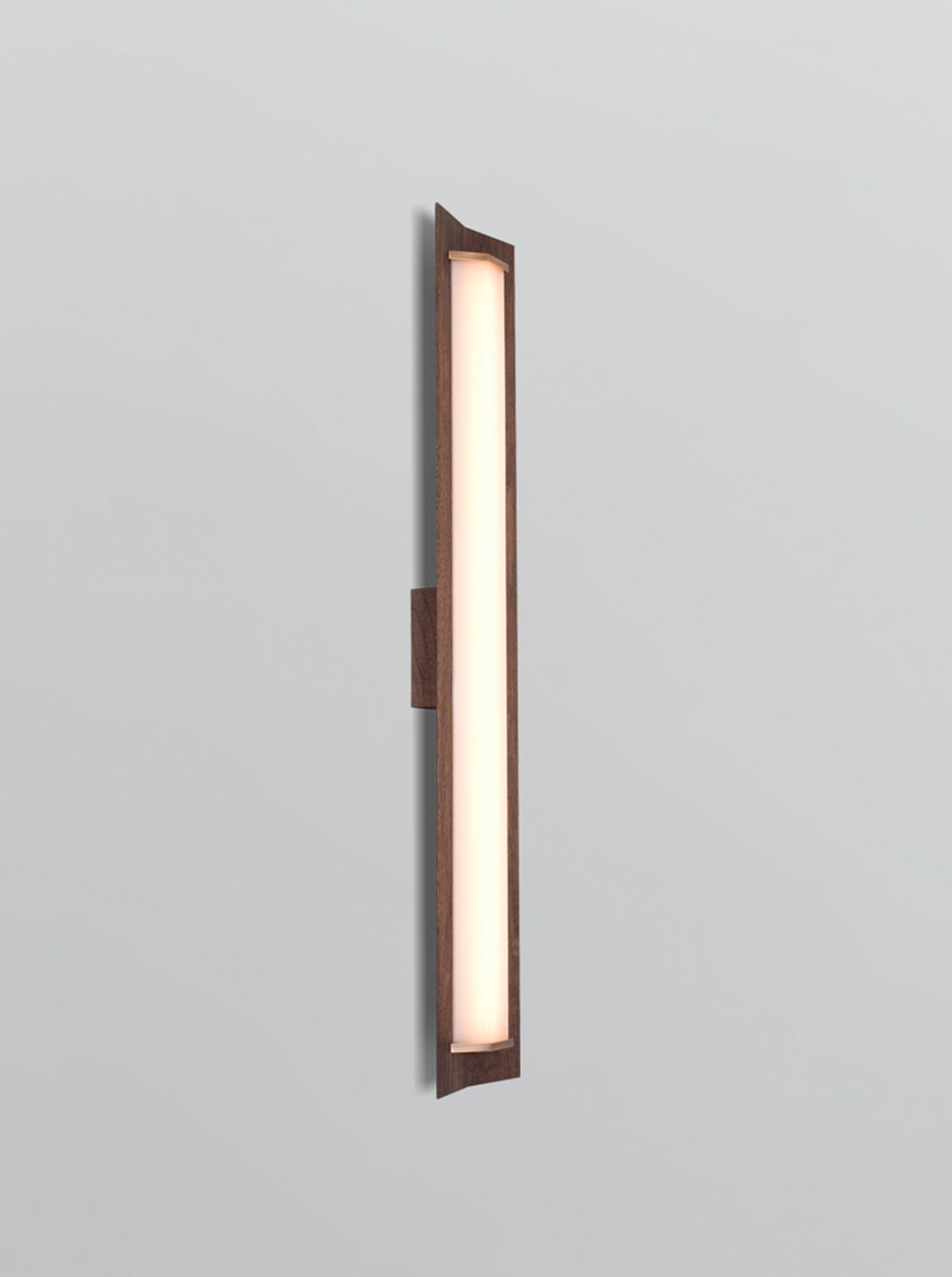 Image 2 Penna 40.5" Distressed Brass & Walnut 4000K LED Sconce more views