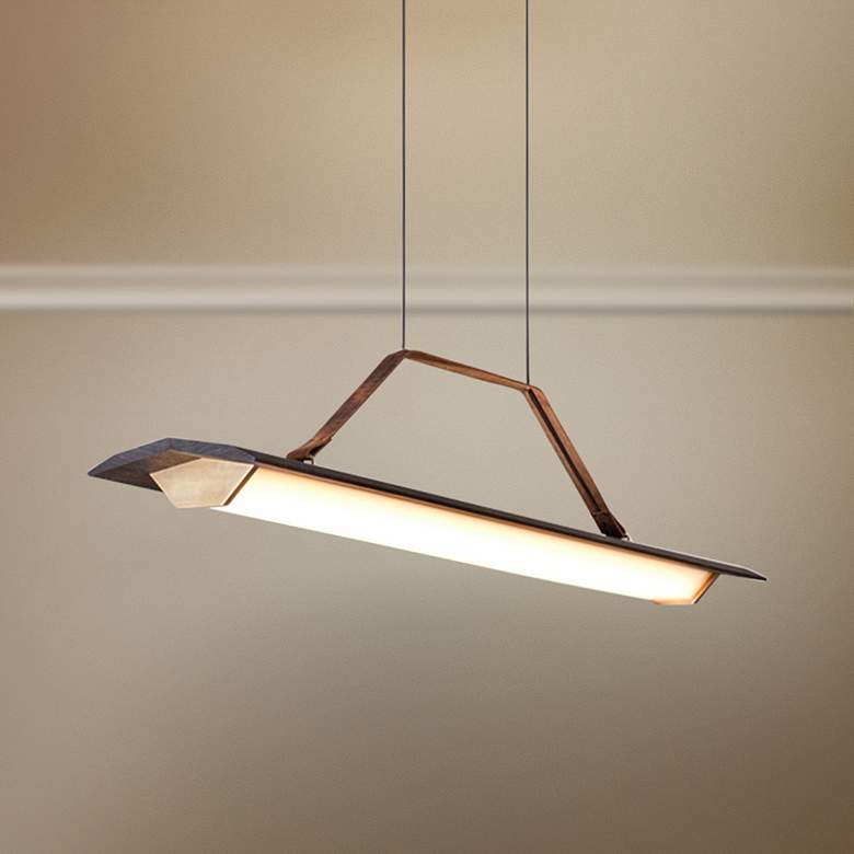 Image 1 Penna 40 1/2"W Brass 2700K LED Kitchen Island Light Pendant