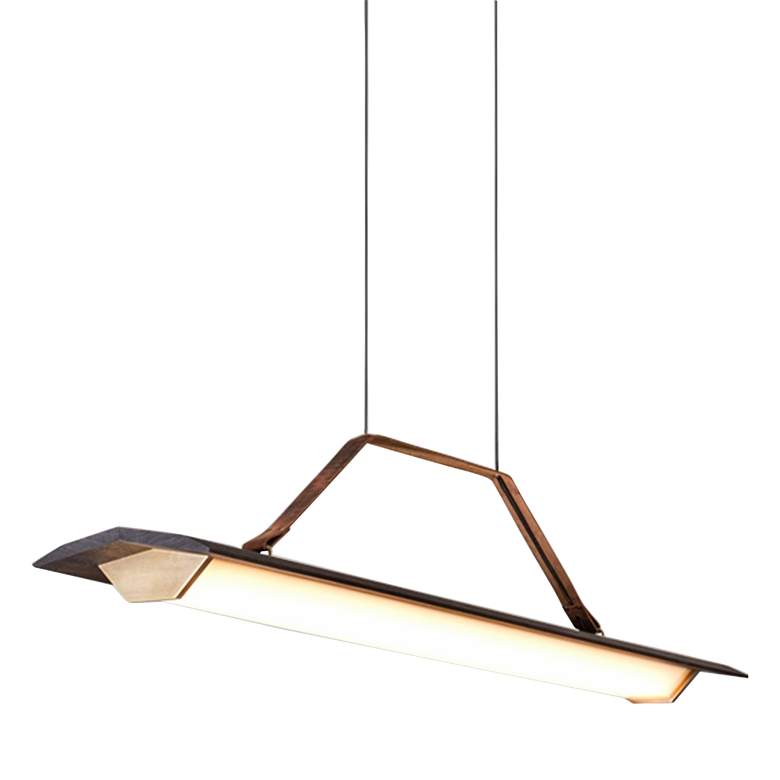 Image 2 Penna 40 1/2"W Brass 3500K Modern LED Kitchen Island Light Pendant