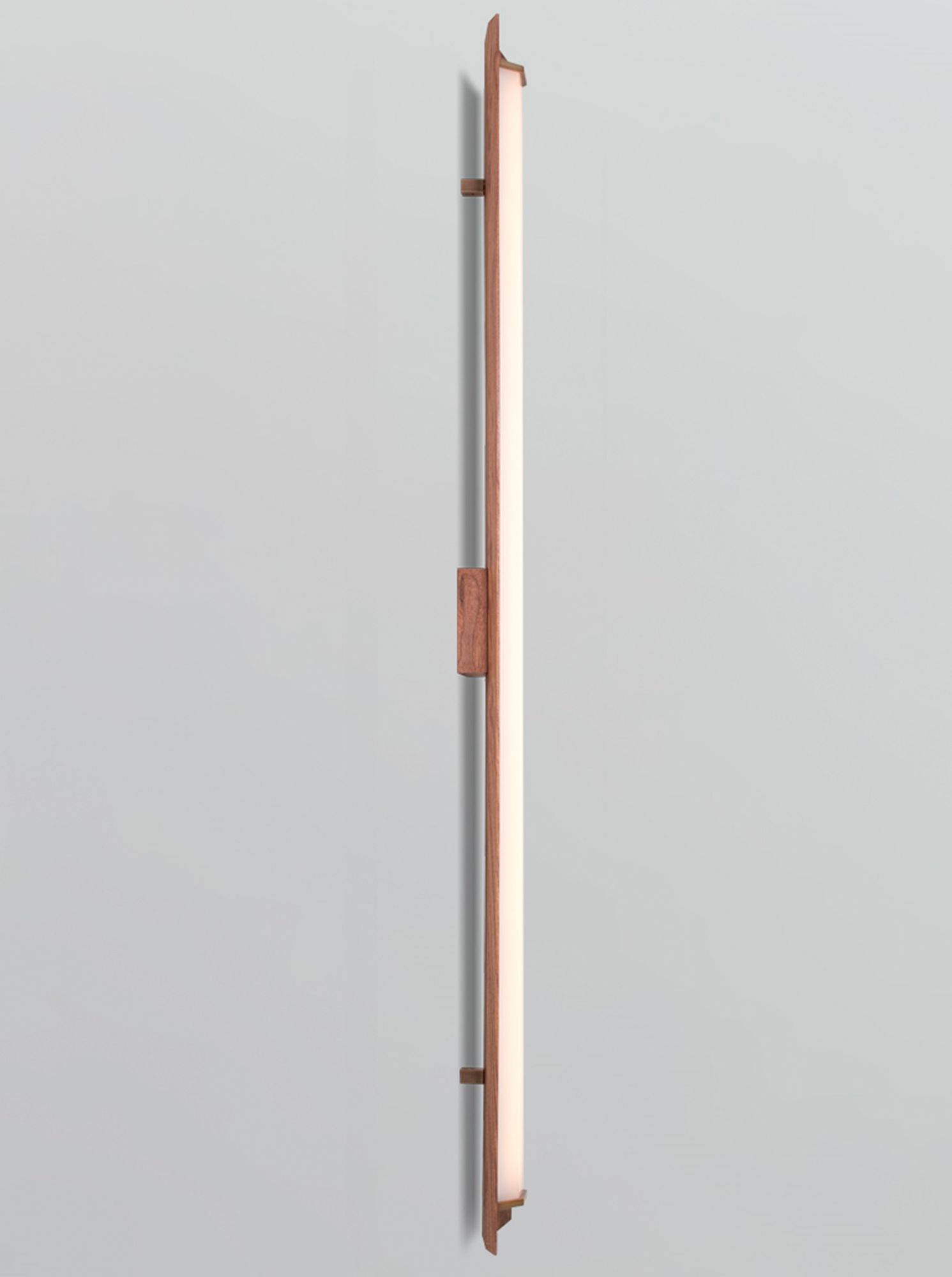 Image 2 Penna 64.5" Brushed Brass & Walnut 2700K LED Sconce more views
