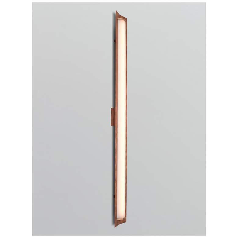 Image 1 Penna 64.5" Brushed Brass & Walnut 4000K LED Sconce