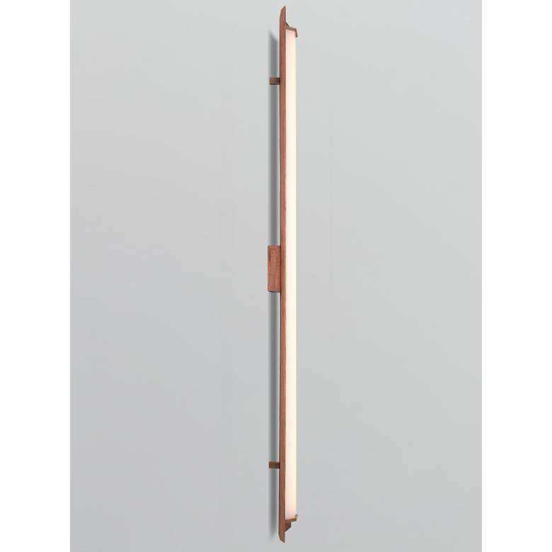 Image 2 Penna 64.5" Brushed Brass & Walnut 4000K LED Sconce more views