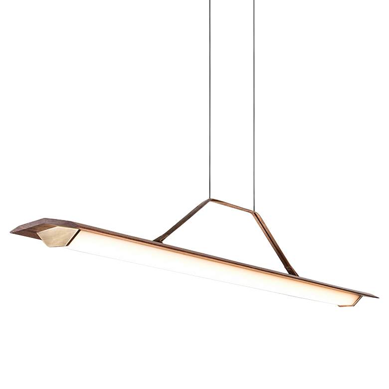 Image 2 Penna 64 1/2 inchW Brass 2700K LED Kitchen Island Light Pendant