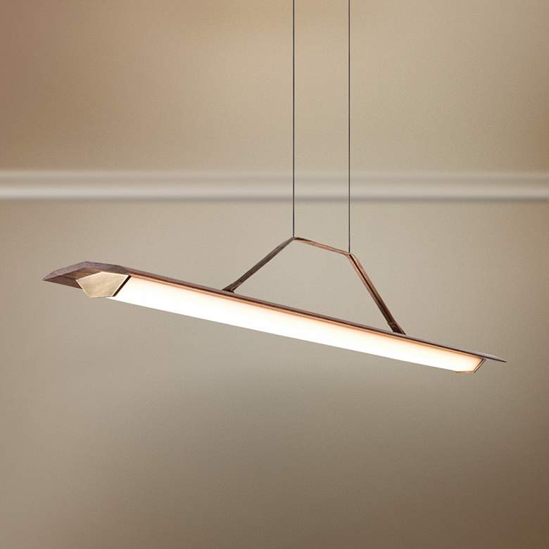 Image 1 Penna 64 1/2"W Brass 2700K LED Kitchen Island Light Pendant