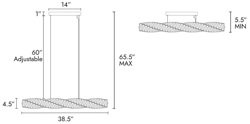 Image 2 Pennieway 38 1/2" Wide Gold LED Island Chandelier more views