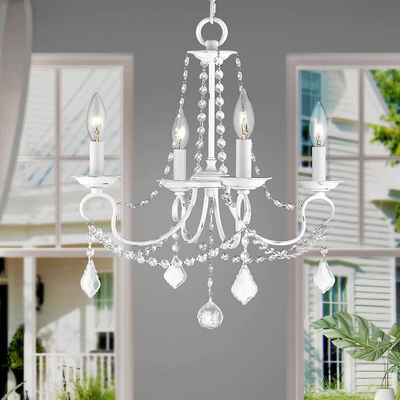 Image 1 Pennington 18-in 4-Light Antique White Vintage Candle Chandelier
