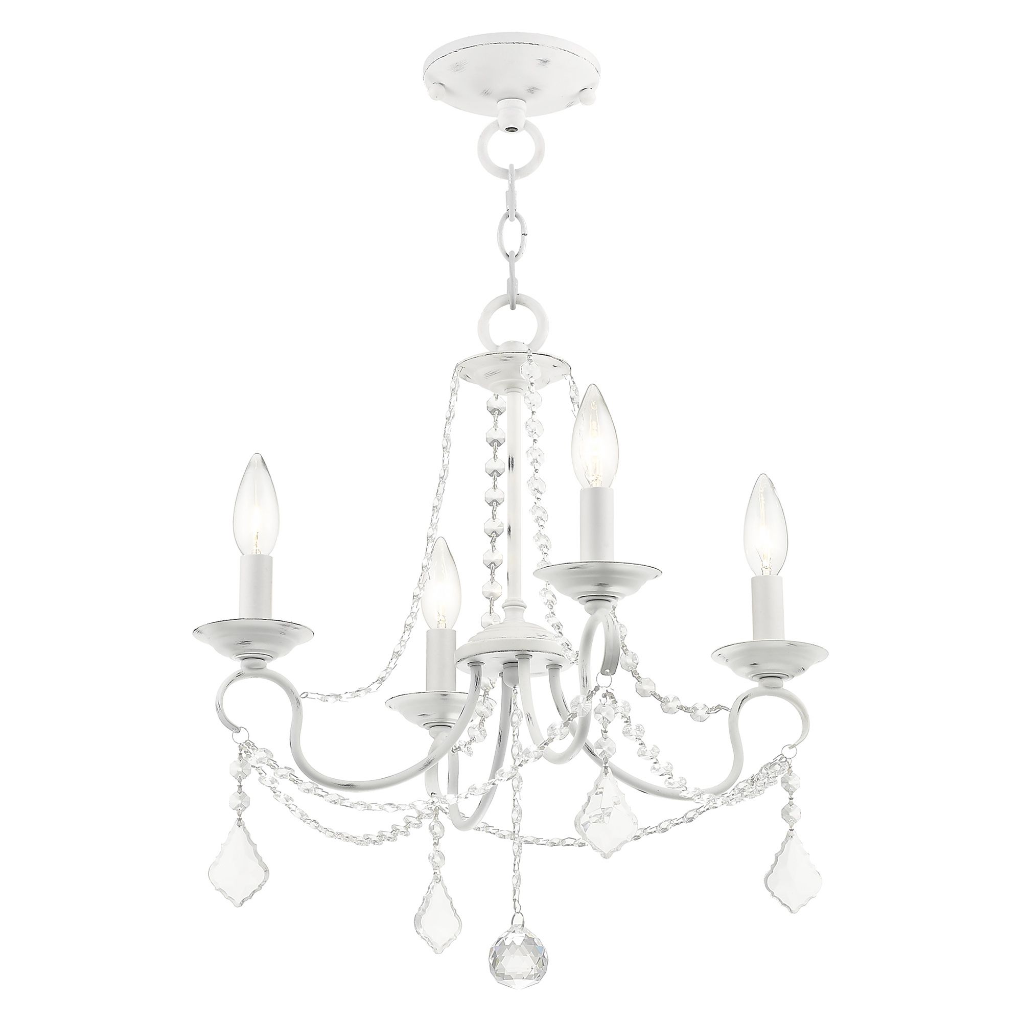 Image 5 Pennington 18-in 4-Light Antique White Vintage Candle Chandelier more views
