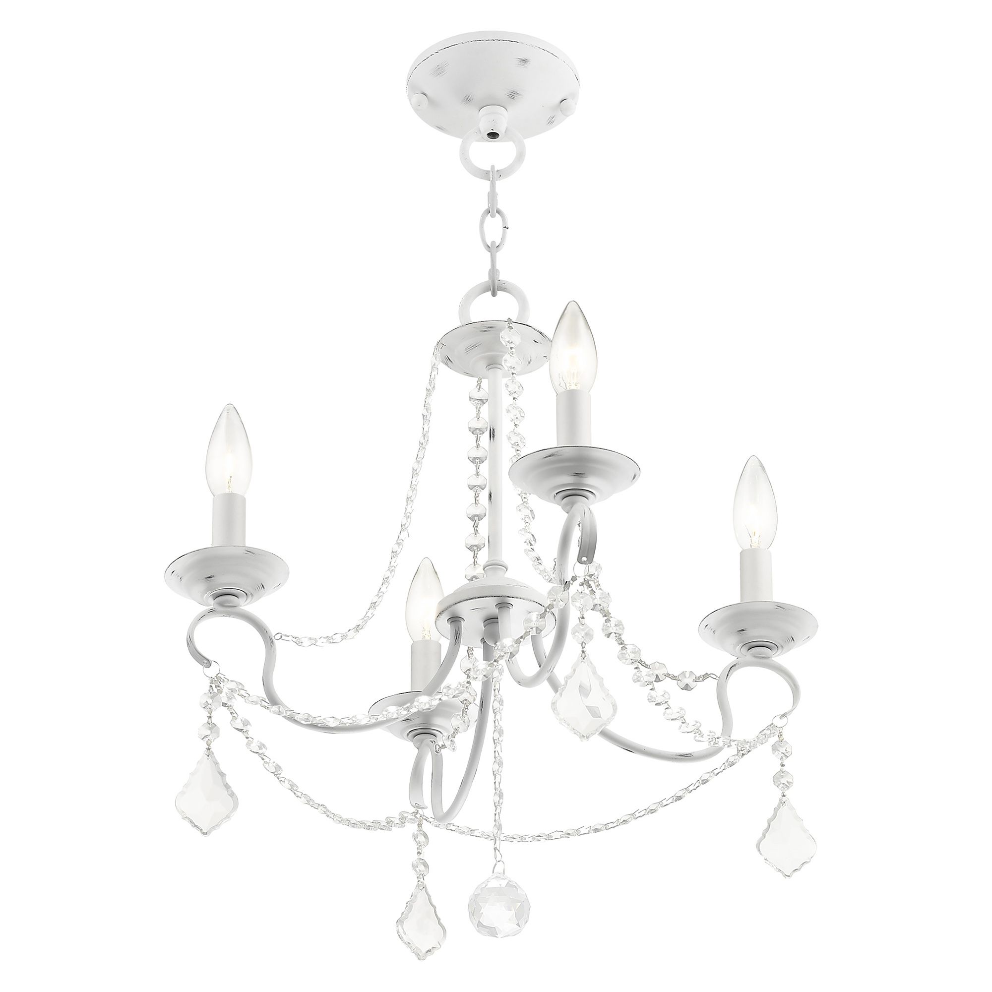 Image 6 Pennington 18-in 4-Light Antique White Vintage Candle Chandelier more views