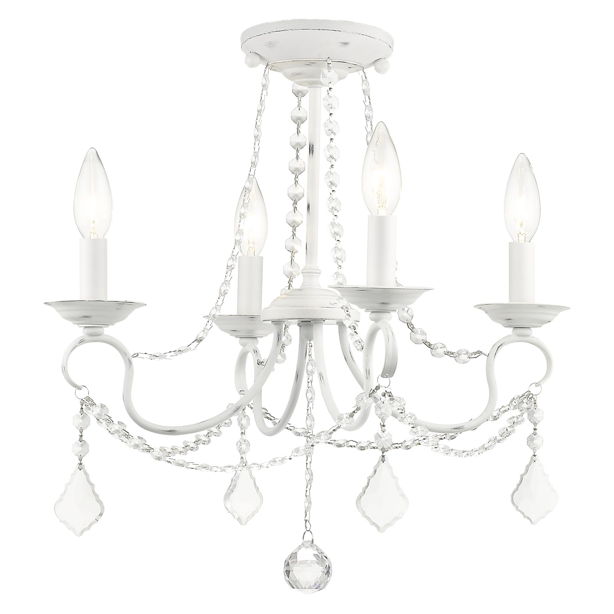 Image 7 Pennington 18-in 4-Light Antique White Vintage Candle Chandelier more views
