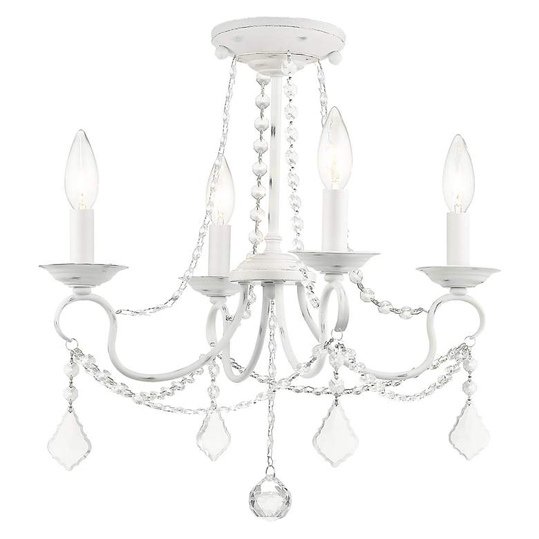 Image 7 Pennington 18-in 4-Light Antique White Vintage Candle Chandelier more views