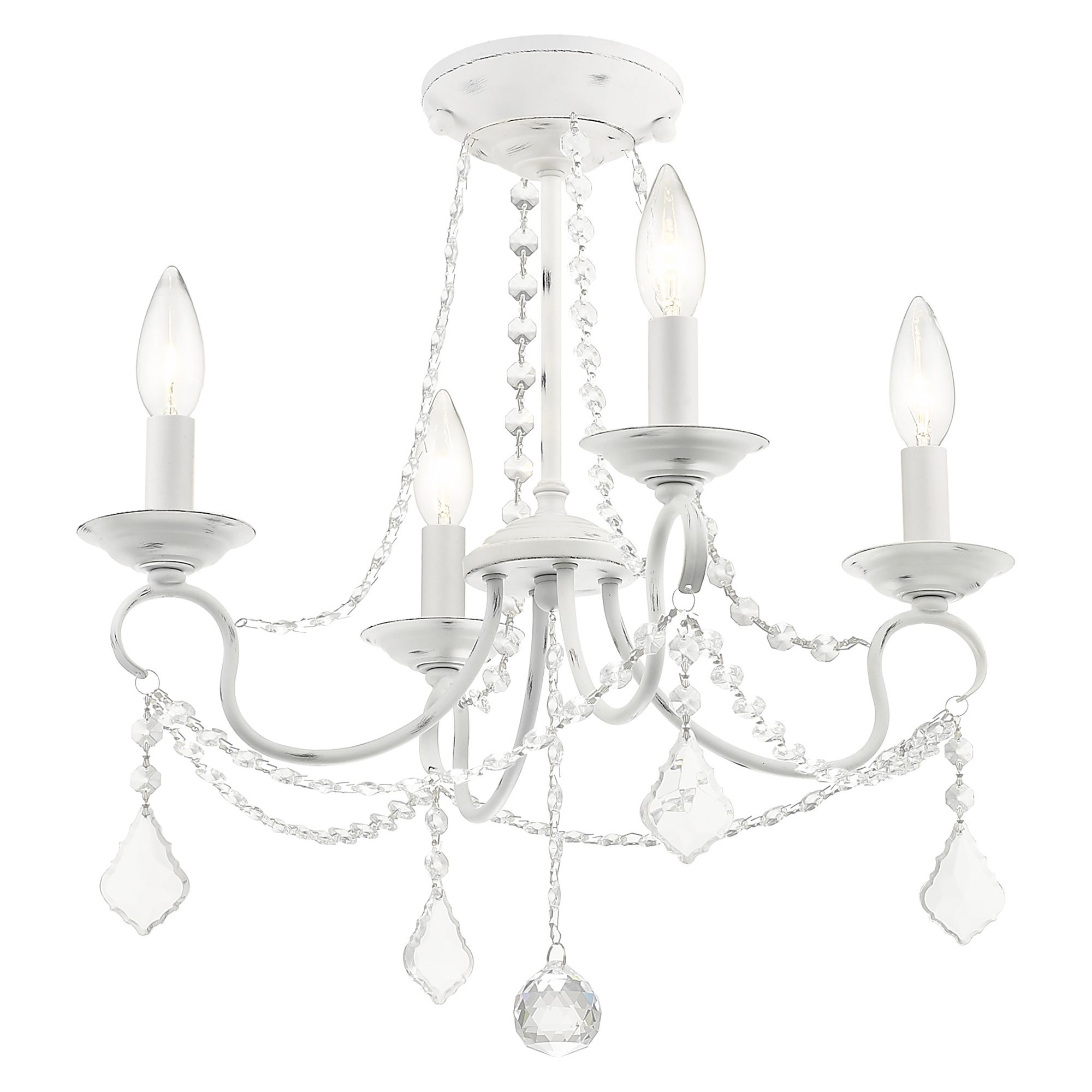 Pennington 18-in 4-Light Antique White Vintage Candle Chandelier