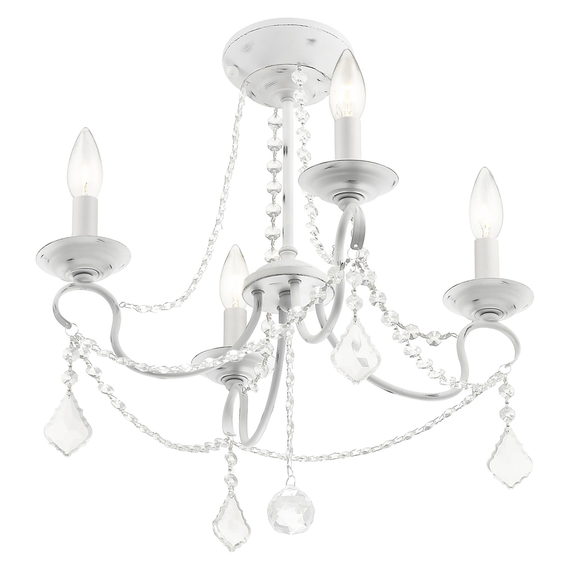 Pennington 18-in 4-Light Antique White Vintage Candle Chandelier