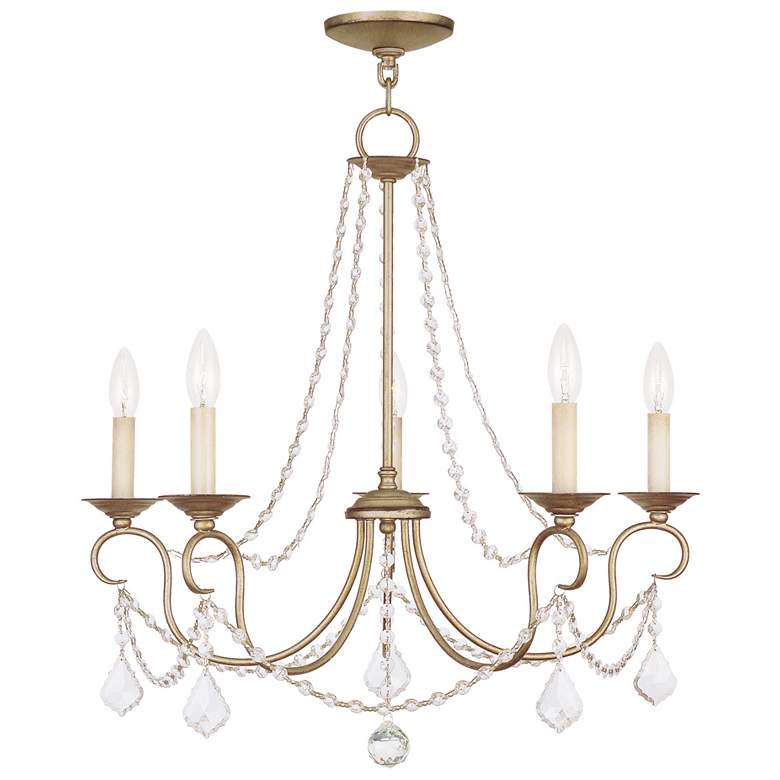 Image 1 Pennington 25-in 5-Light Antique Silver Leaf Vintage Candle Chandelier