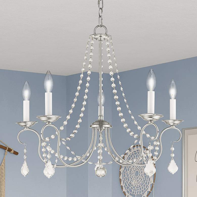 Image 2 Pennington 25" Wide Brushed Nickel 5-Light Chandelier