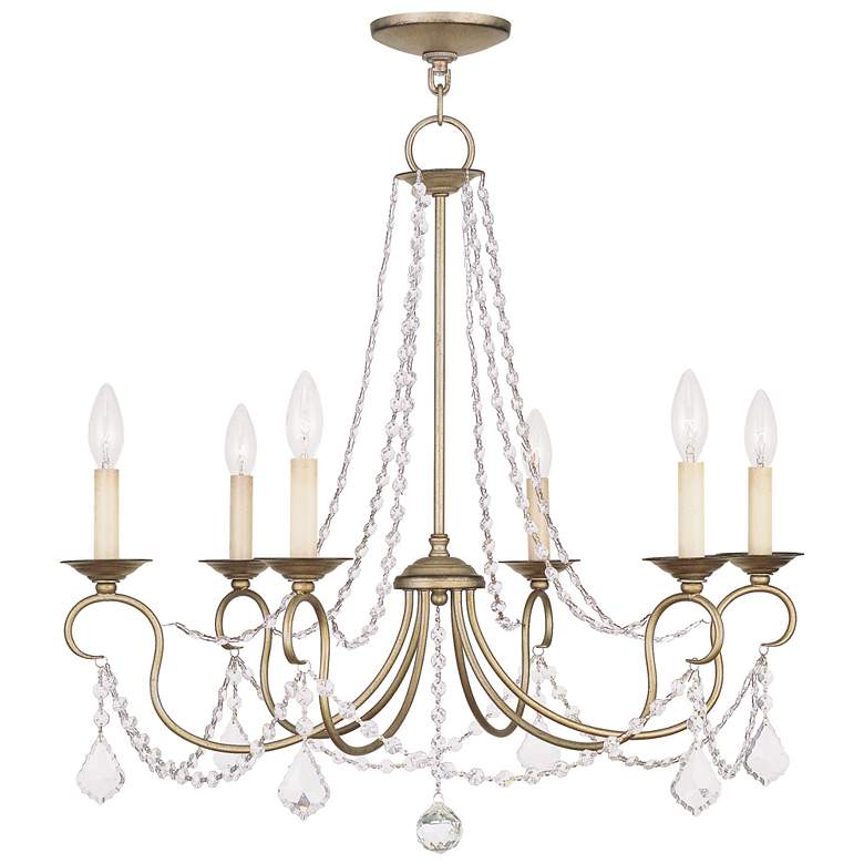 Image 1 Pennington 28-in 6-Light Antique Silver Leaf Vintage Candle Chandelier