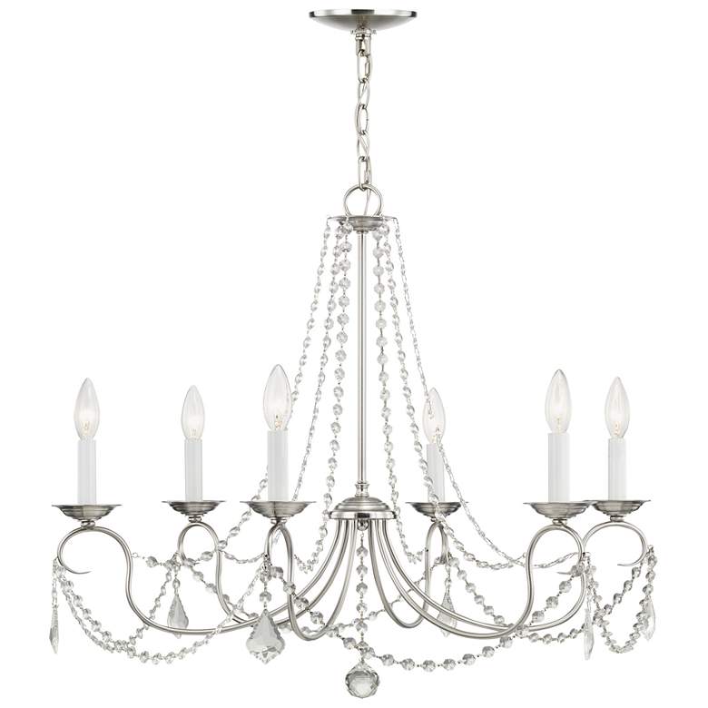 Image 1 Pennington 28-in 6-Light Brushed Nickel Vintage Candle Chandelier