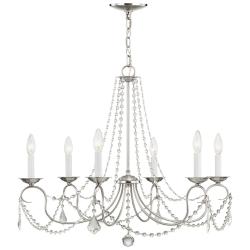 Pennington 28-in 6-Light Brushed Nickel Vintage Candle Chandelier