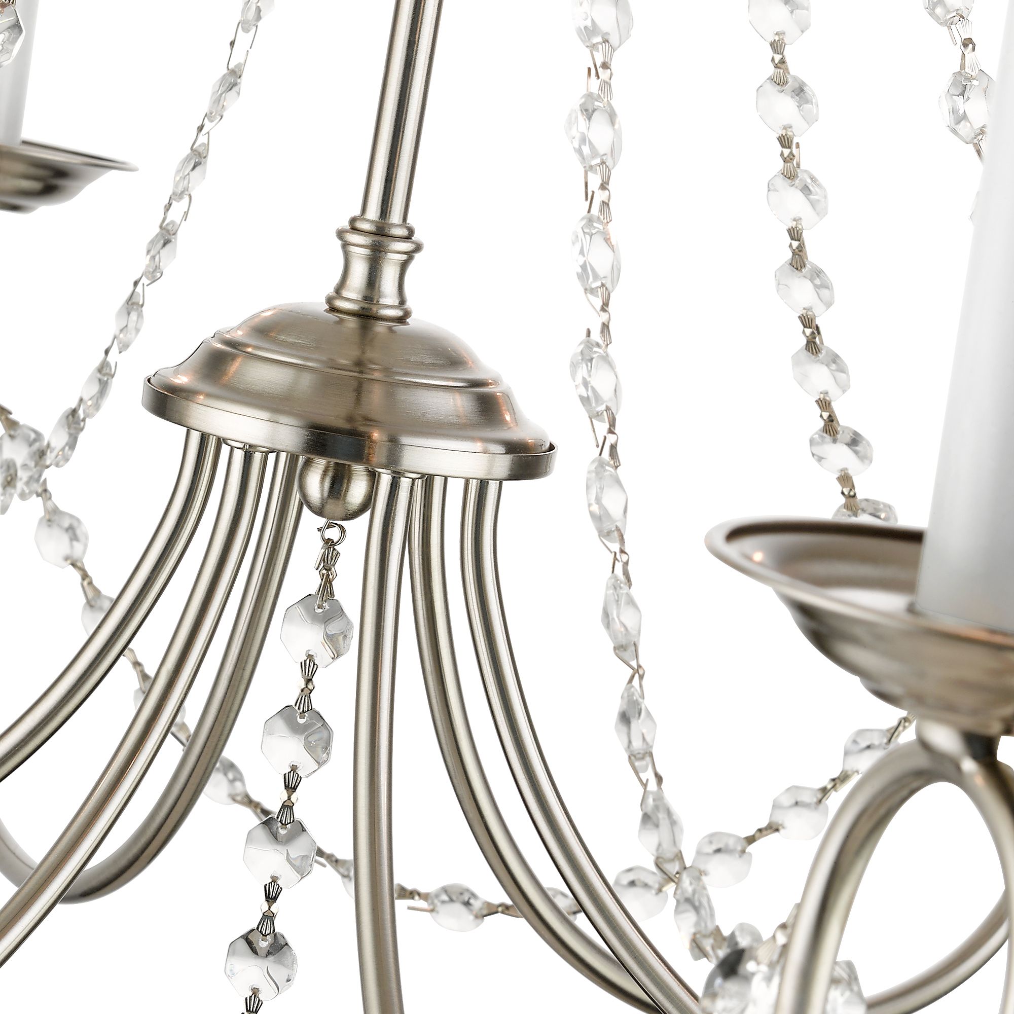 Image 7 Pennington 28-in 6-Light Brushed Nickel Vintage Candle Chandelier more views