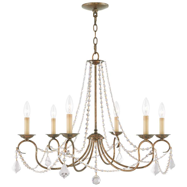Image 1 Pennington 28-in 6-Light Venetian Golden Bronze Vintage Candle Chandelier