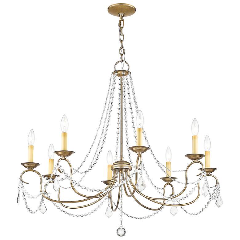 Image 4 Pennington 34-in 8-Light Antique Silver Leaf Vintage Candle Chandelier more views