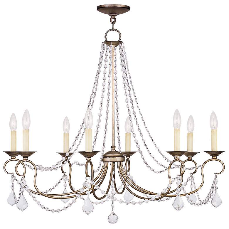 Image 2 Pennington 34" Wide Antique Silver Leaf 8-Light Chandelier