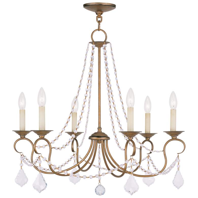 Image 2 Pennington 6 Light Antique Gold Leaf Chandelier