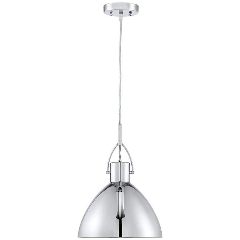 Image 1 Pennville Industrial-Modern 12"W Chrome Metal Mini Pendant