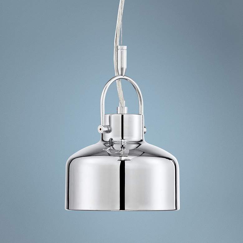 Image 1 Pennville Industrial-Modern 6"W Chrome Metal Mini Pendant