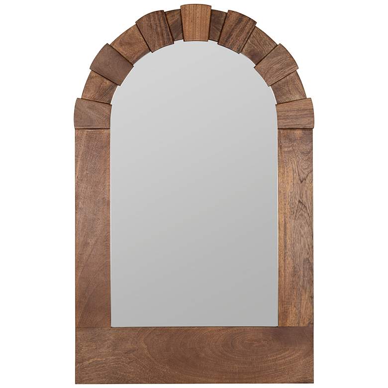 Image 2 Penny Dark Walnut 38" x 24" Wooden Arched Wall Mirror