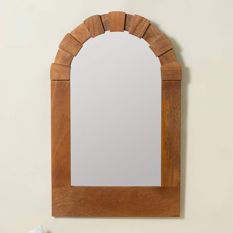 Image 1 Penny Dark Walnut 38" x 24" Wooden Arched Wall Mirror